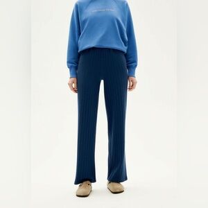 Free People Thinking Mu Navy Ribbed Knit Pants